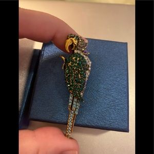 Parrot Brooch Enhanced With Austrian Crystals & Gift Box